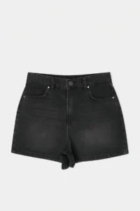 TRENDYOLMİLLA Anthracite High Waist 100% Cotton DENIM City Shorts