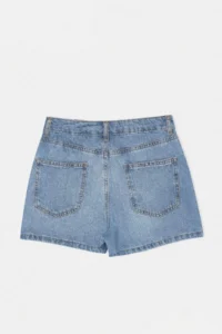 TRENDYOLMİLLA Mavi High Waist 100% Cotton DENIM City Shorts - Image 2