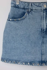 TRENDYOLMİLLA Limited Edition Blue Trok Detailed DENIM Shorts Skirt - Image 3