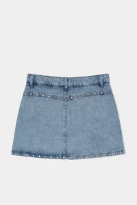TRENDYOLMİLLA Limited Edition Blue Trok Detailed DENIM Shorts Skirt - Image 4
