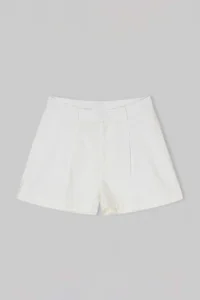 TRENDYOLMİLLA Trendyol Studio WHITE pleated Mini slit DENIM Shorts - Image 5