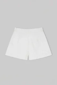 TRENDYOLMİLLA Trendyol Studio WHITE pleated Mini slit DENIM Shorts - Image 6
