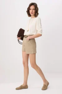TRENDYOLMİLLA Beige Vintage Washed High Waist City Size DENIM Shorts