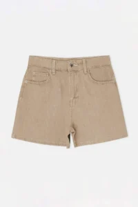 TRENDYOLMİLLA Beige Vintage Washed High Waist City Size DENIM Shorts - Image 5