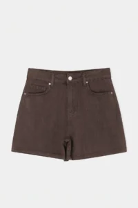 TRENDYOLMİLLA Brown Vintage Wash High Waist City Size DENIM Shorts