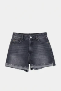 TRENDYOLMİLLA Black 100% Cotton High Waist DENIM City Shorts - Image 3