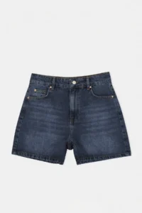 TRENDYOLMİLLA DARK BLUE 100% Cotton High Waist DENIM City Shorts