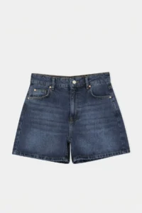 TRENDYOLMİLLA DARK BLUE 100% Cotton High Waist DENIM City Shorts - Image 3