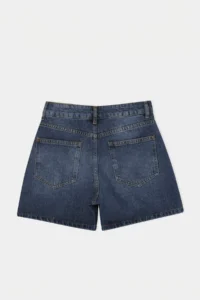 TRENDYOLMİLLA DARK BLUE 100% Cotton High Waist DENIM City Shorts - Image 4