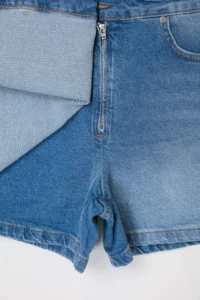 TRENDYOLMİLLA Mavi Double breasted Closure High Waist Less Flexible DENIM Shorts Skirt - Image 2