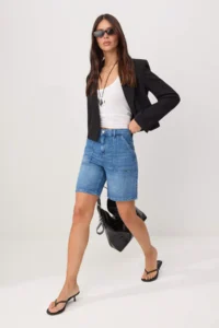 TRENDYOLMİLLA Mavi More Sustainable High Waist Less Flexible City Size DENIM Shorts
