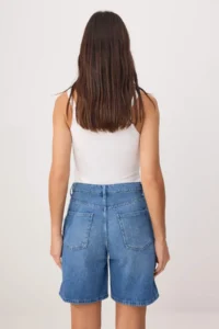 TRENDYOLMİLLA Mavi More Sustainable High Waist Less Flexible City Size DENIM Shorts - Image 4