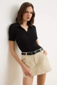 TRENDYOLMİLLA Beige Stitching Detailed DENIM Shorts Skirt