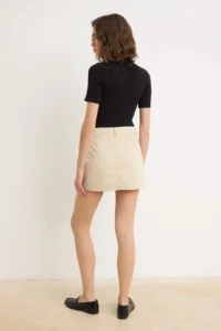 TRENDYOLMİLLA Beige Stitching Detailed DENIM Shorts Skirt - Image 5