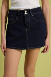 TRENDYOLMİLLA DARK BLUE Mini DENIM Shorts Skirt - Image 3