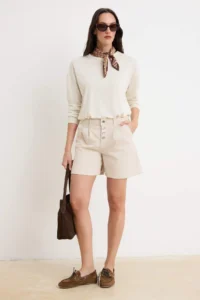 TRENDYOLMİLLA Ecru Button Detailed City Size DENIM Shorts