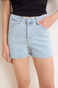 TRENDYOLMİLLA Light Blue High Waist City Size Az Flexible DENIM Shorts - Image 3