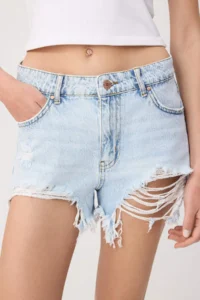 TRENDYOLMİLLA Light Blue Split Detailed Ekstra Mini DENIM Shorts - Image 3