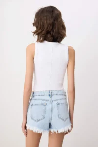 TRENDYOLMİLLA Light Blue Split Detailed Ekstra Mini DENIM Shorts - Image 4