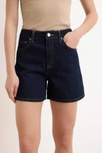 TRENDYOLMİLLA DARK BLUE High Waist City Size DENIM Shorts - Image 3