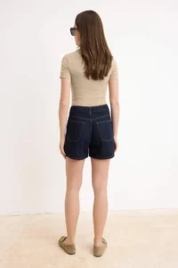 TRENDYOLMİLLA DARK BLUE High Waist City Size DENIM Shorts - Image 4
