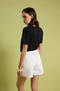 TRENDYOLMİLLA WHITE Asymmetric Waist Detailed City Size DENIM Shorts - Image 4