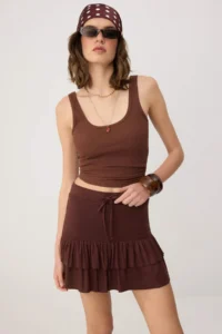 TRENDYOLMİLLA Brown Plain Regular Waist Pipe Both Short Soft Knitting Shorts & Bermuda