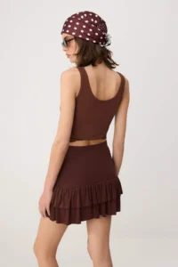 TRENDYOLMİLLA Brown Plain Regular Waist Pipe Both Short Soft Knitting Shorts & Bermuda - Image 5