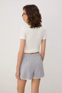 TRENDYOLMİLLA Black-Gray Plain High Waist Wide Leg 2 Yarn Knitting Shorts & Bermuda - Image 4