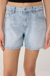 TRENDYOLMİLLA Light Blue Regular Waist City Size DENIM Shorts - Image 3