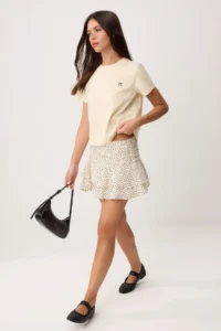 TRENDYOLMİLLA Stone Embroidered Regular/Normal Pattern Short Sleeve 100% Cotton Knitting T-Shirt - Image 2
