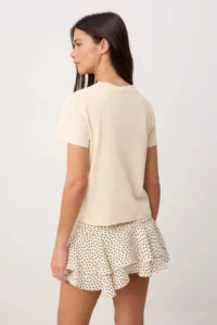 TRENDYOLMİLLA Stone Embroidered Regular/Normal Pattern Short Sleeve 100% Cotton Knitting T-Shirt - Image 4