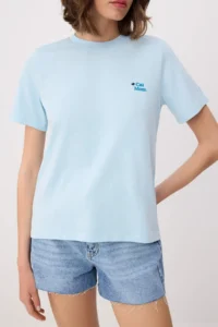 TRENDYOLMİLLA Light/Bebe Blue Embroidered Regular/Normal Pattern Tok 100% Cotton Knitting T-Shirt - Image 3