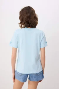 TRENDYOLMİLLA Light/Bebe Blue Embroidered Regular/Normal Pattern Tok 100% Cotton Knitting T-Shirt - Image 4
