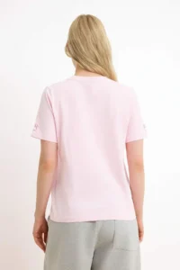 TRENDYOLMİLLA Light Pink Cat Mom Grafikli Embroidered Regular/Normal Pattern Tok 100% Cotton Knitting T-Shirt - Image 4