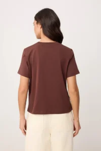 TRENDYOLMİLLA Brown Plain Regular Crew Neck Short LONG Tok 100% Cotton Knitting T-Shirt - Image 4