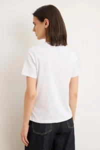 TRENDYOLMİLLA Ecru Plain Regular Crew Neck Standard Sleeve Short LONG 100% Cotton Knitting T-Shirt - Image 4