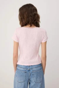 TRENDYOLMİLLA Pink Regular/Normal Pattern Cowl Neck Truvakar Knitwear look Knitting Blouse - Image 4