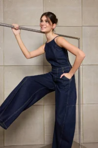 TRENDYOLMİLLA Teen Blue Sleeveless Less Flexible Baggy Fit DENIM Jumpsuit - Image 4