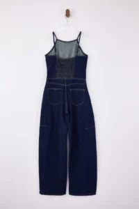 TRENDYOLMİLLA Teen Blue Sleeveless Less Flexible Baggy Fit DENIM Jumpsuit - Image 9