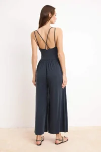 TRENDYOLMİLLA More Sustaniable Anthracite relaxed V-neck Sleeveless Shirred LONG Modal Premium Knitting Jumpsuit - Image 4