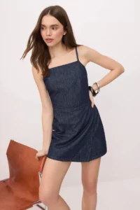 TRENDYOLMİLLA DARK BLUE Sleeveless 100% Cotton Jumpsuit