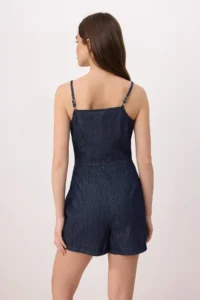 TRENDYOLMİLLA DARK BLUE Sleeveless 100% Cotton Jumpsuit - Image 4