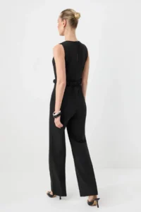 TRENDYOLMİLLA Black Belt Detailed Sleeveless LONG Weaving Jumpsuit - Image 4