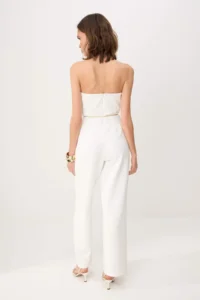 TRENDYOLMİLLA Ecru Zincir Belt Detailed LONG Weaving Jumpsuit - Image 5
