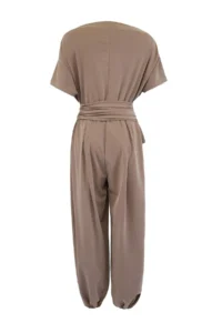 TRENDYOLMİLLA Dark Mink relaxed Boat Neck Short Arched Wide Leg LONG Modal Premium Knitting Jumpsuit - Image 2