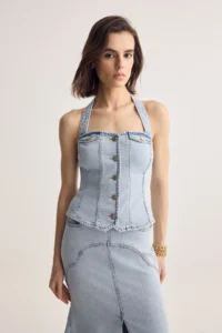 Muse for all x Trendyolmilla buttoned DENIM Vest - Image 2