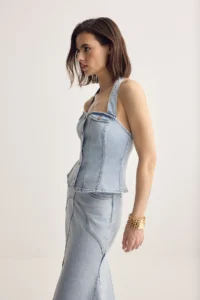 Muse for all x Trendyolmilla buttoned DENIM Vest - Image 4