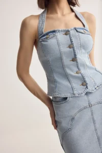 Muse for all x Trendyolmilla buttoned DENIM Vest - Image 5