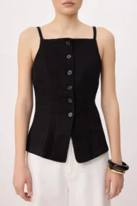 TRENDYOLMİLLA Black Medium Flexible Fitted DENIM Vest - Image 4